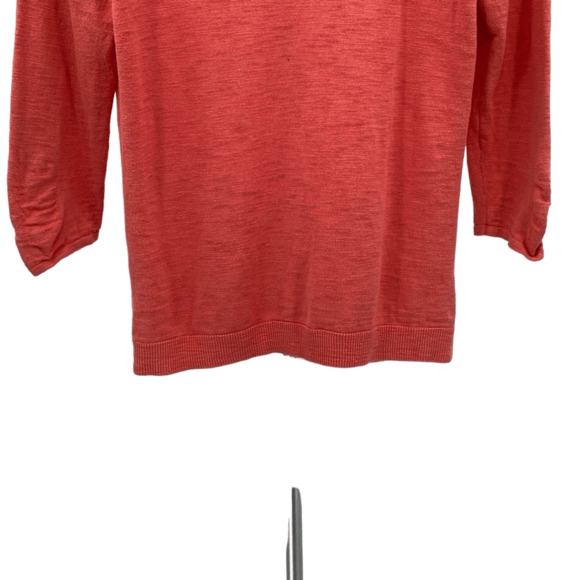 Weekends By Chico's Women's Orange Cotton Knit 3/4 Sleeve Zip-Up Cardigan Size 1 - Picture 7 of 11